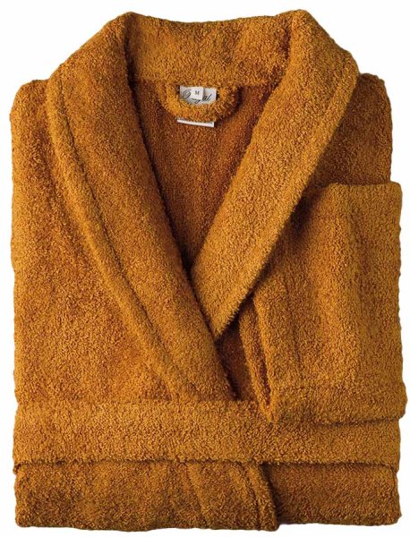 Peignoir col Châle Jaune moutarde 