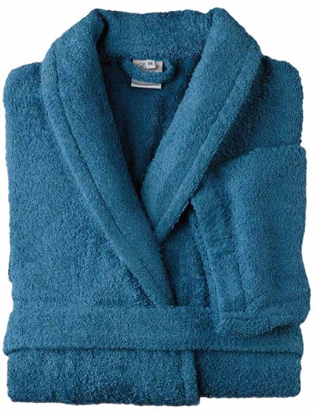 Peignoir col Châle Bleu