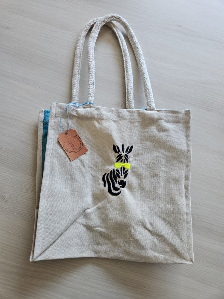Sac Cabas brodé zèbre 